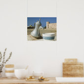 Oman, regio Dhofar, Mirbat. Grote waterkraan Poster (Keuken)