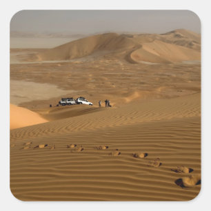 Oman, Rub Al Khali-woestijn, rijden over de duinen Vierkante Sticker