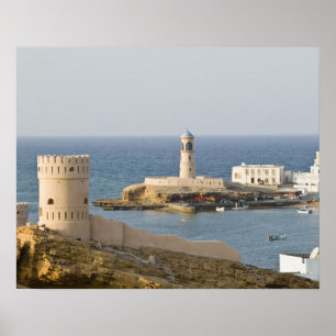 Oman, Sharqiya-regio, Sur. Torens van Al Ayajh Poster