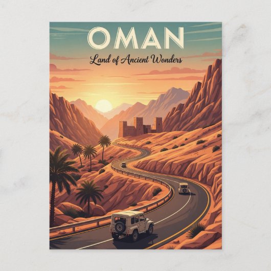 Oman Sunset Travel Briefkaart (Voorkant)