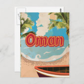 Oman Vintage Travel Poster Briefkaart (Voorkant / Achterkant)