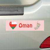 Oman Vlag Hart + Landkaart Bumpersticker (Op auto)