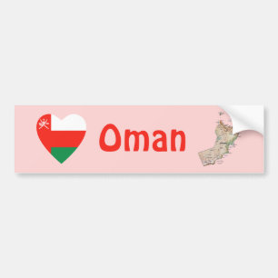 Oman Vlag Hart + Landkaart Bumpersticker