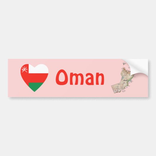 Oman Vlag Hart + Landkaart Bumpersticker (Voorkant)