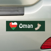 Oman Vlag Hart + Landkaart Bumpersticker (Op auto)