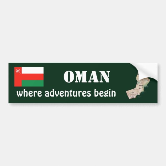 Oman Vlag + Landkaart Bumpersticker (Voorkant)