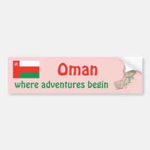 Oman Vlag + Landkaart Bumpersticker