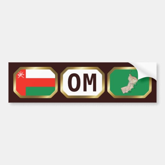 Oman Vlag Landkaart Code Bumpersticker (Voorkant)