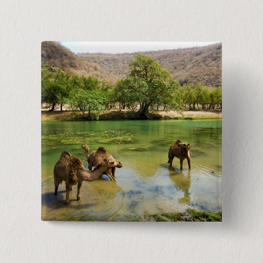 Oman, Wadi darbat Vierkante Button 5,1 Cm (Voorkant)