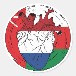 Omani Oman Koningsdag Nederlands Hart Liefde Ronde Sticker
