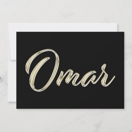 Omar Name white gold Handwriting Karte Kaart (Voorkant)