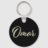 Omar Name whitegold Button Schlüsselanhänger Sleutelhanger (Voorkant)