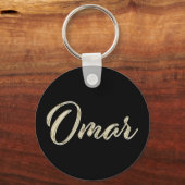 Omar Name whitegold Button Schlüsselanhänger Sleutelhanger (Voorkant)