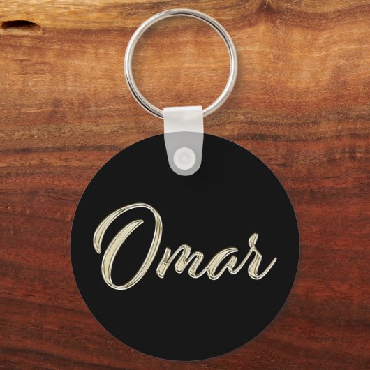Omar Name whitegold Button Schlüsselanhänger Sleutelhanger (Voorkant)