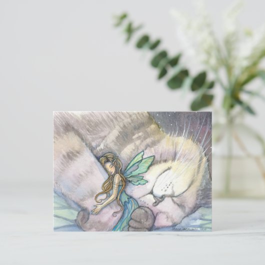 Omarm Cat en Fairy Briefkaart (Staand voorkant)