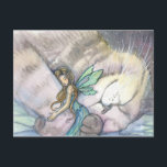 Omarm Cat en Fairy Briefkaart<br><div class="desc">Van de Fantasy Art van Molly Harrison, www.mollyharrisonart.com. Zie mijn website voor meer informatie over mij en mijn kunst. Mijn originele schilderijen worden verkocht op Etsy. Bedankt om te zoeken! Molly</div>