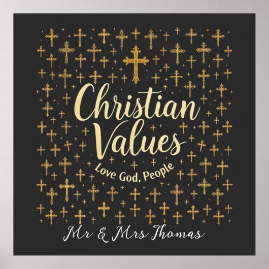 Omarm Christelijke waarden: heb God lief, heb mens Poster (Voorkant)