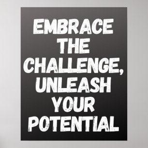 "Omarm de challenge Inspirerend Chalkboard Poster