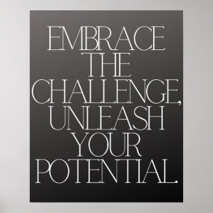 "Omarm de challenge Inspirerend Chalkboard Poster