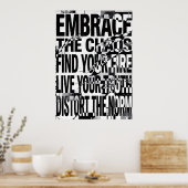 Omarm de Chaos Grunge Typografie Quote Poster (Keuken)