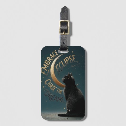 "Omarm de Eclipse" Hemelse Kat Illustratie Bagagelabel (Voorkant (verticaal))