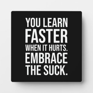 Omarm de eend, de gymbool, de puinhoop, het succes fotoplaat