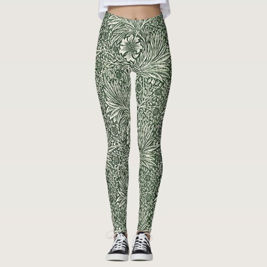Omarm de elegantie van de Natuur: groene goudsbloe Leggings (Voorkant)