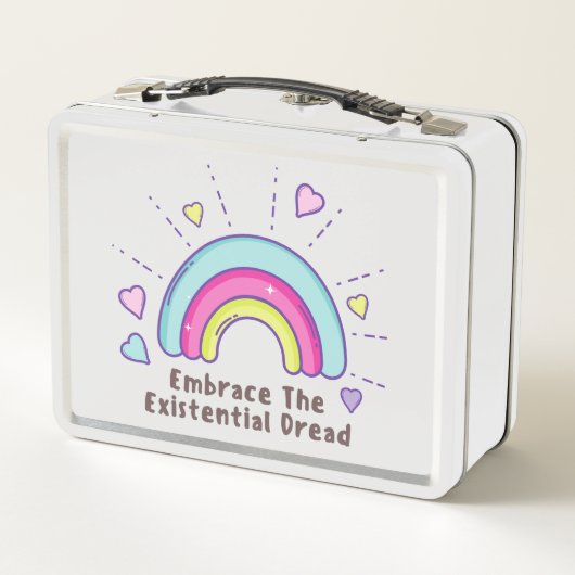Omarm de Existential Dread Funny Metal Lunchbox (Achterkant)