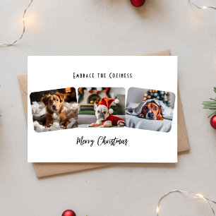 Omarm de gezelligheid Kerstmis huisdier fotocollag Feestdagenkaart