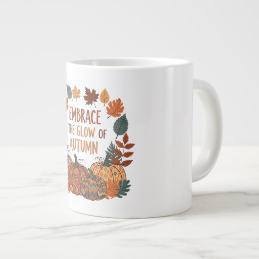 Omarm de gloed van het herfstontwerp grote koffiekop (Voorkant rechts)