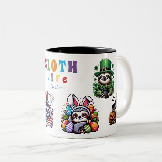 Omarm de grillige charme van het luie leven tweekleurige koffiemok (Voorkant rechts)