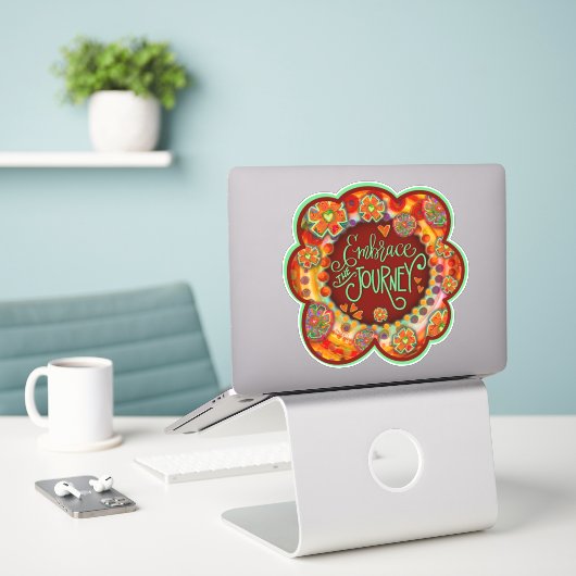 Omarm de Journey Floral Inspirivity Sticker (Laptop op bureau)