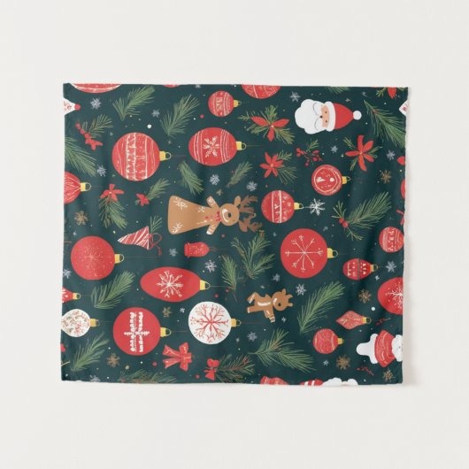 Omarm de kerstgeest, vrolijk kerstfeest wandkleed (Voorkant (horizontaal))