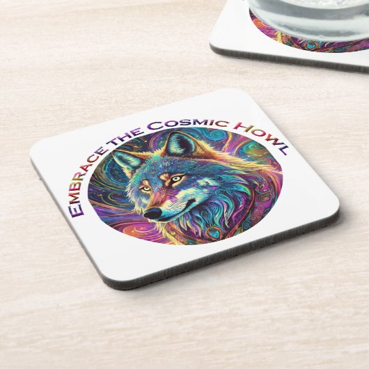 Omarm de Kosmische Howl Wolf Bier Onderzetter (Linkerzijde)