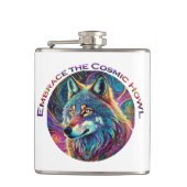 Omarm de Kosmische Howl Wolf Heupfles (Voorkant)