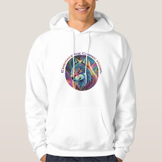 Omarm de Kosmische Howl Wolf Hoodie (Voorkant)