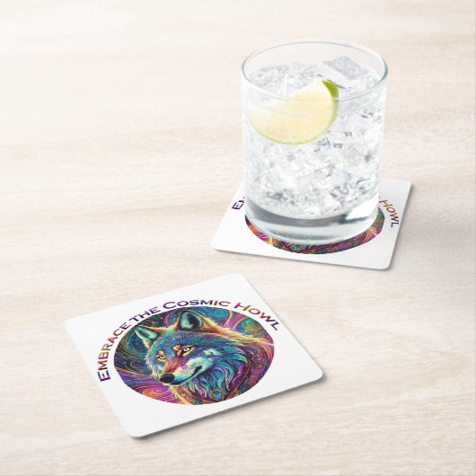 Omarm de Kosmische Howl Wolf Kartonnen Onderzetters (Insitu)
