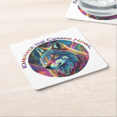 Omarm de Kosmische Howl Wolf Kartonnen Onderzetters (Schuin)