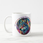 Omarm de Kosmische Howl Wolf Koffiemok (Links)