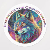 Omarm de Kosmische Howl Wolf Labels (Design 1)