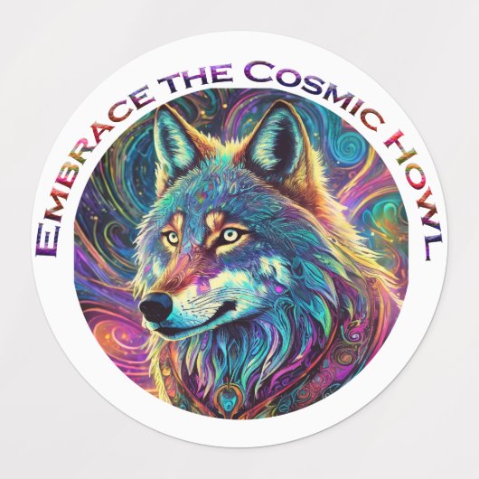 Omarm de Kosmische Howl Wolf Labels (Design 1)