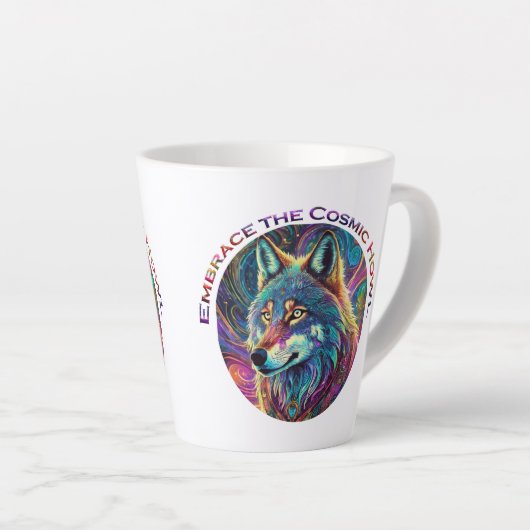 Omarm de Kosmische Howl Wolf Latte Mok (Rechterhoek)