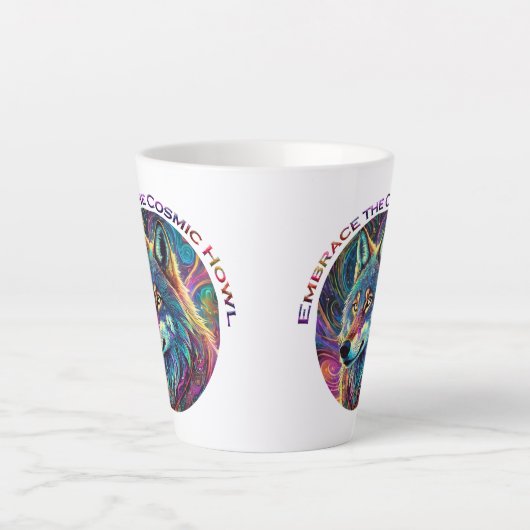 Omarm de Kosmische Howl Wolf Latte Mok (Voorkant)