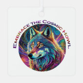 Omarm de Kosmische Howl Wolf Metalen Ornament (Achterkant)