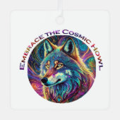 Omarm de Kosmische Howl Wolf Metalen Ornament (Voorkant)