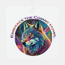Omarm de Kosmische Howl Wolf Metalen Ornament