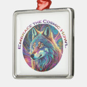 Omarm de Kosmische Howl Wolf Metalen Ornament (Links)
