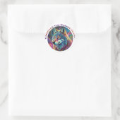Omarm de Kosmische Howl Wolf Ronde Sticker (Tas)
