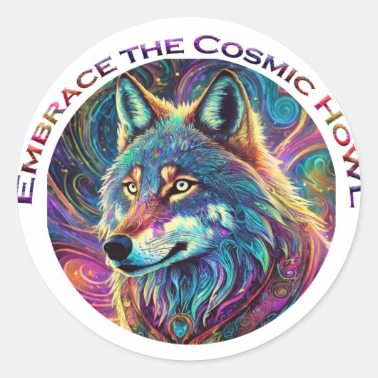 Omarm de Kosmische Howl Wolf Ronde Sticker (Voorkant)