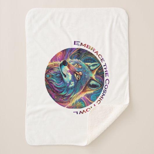Omarm de Kosmische Howl Wolf Sherpa Deken (Voorkant)